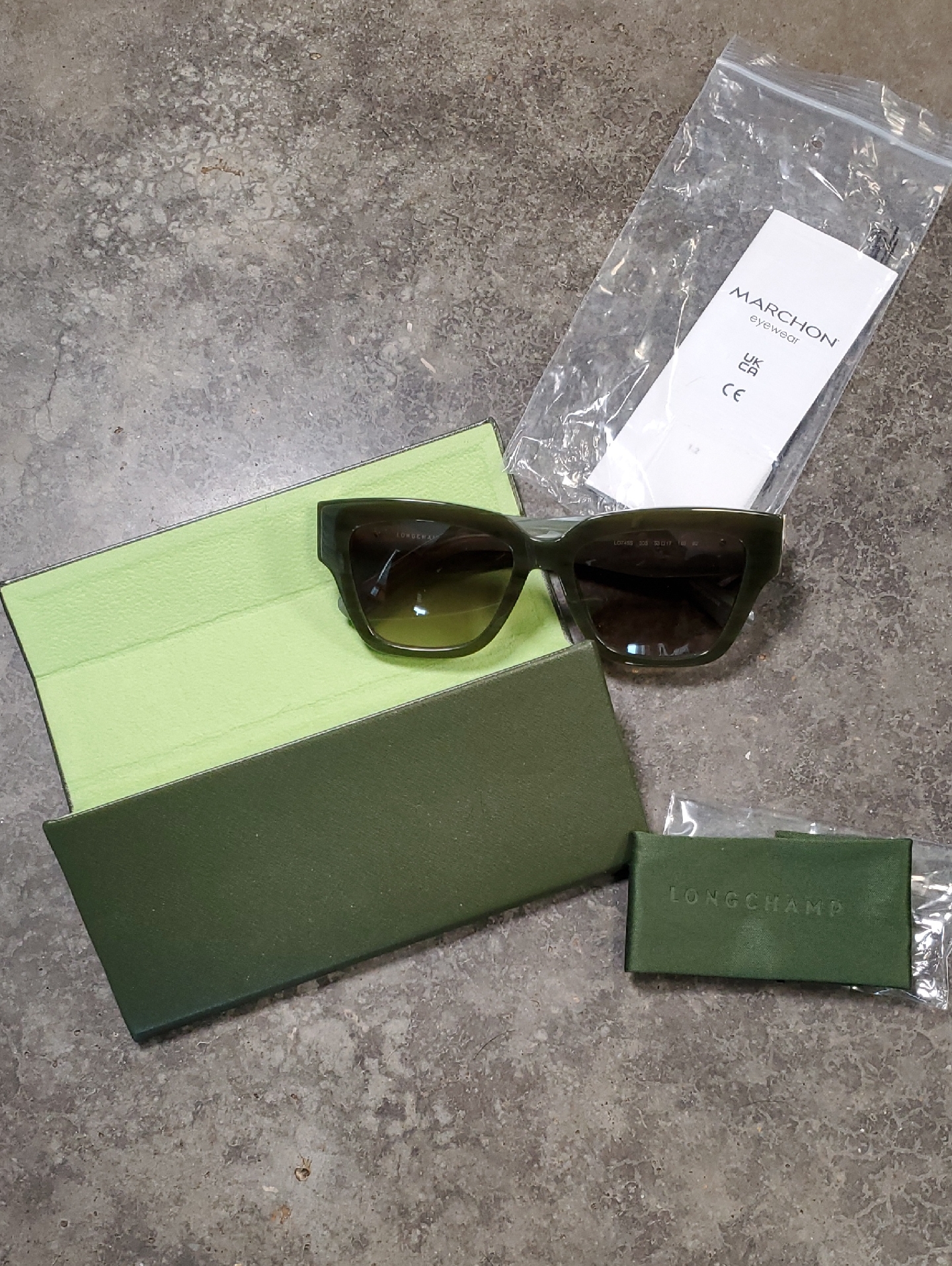 Longchamp Dark Olive Green Cat-Eye Sunglasses Lo745s
